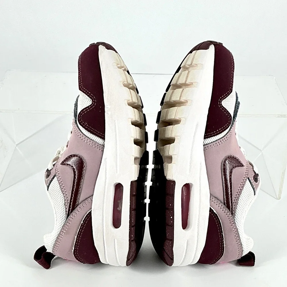 Nike Air Max 1 Girls Size 11C‎ 11 C Sneakers Easy On White Burgundy Pink Kids
